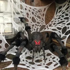 Halloween Decorations Outdoor Spider Web,Stretchy Beef Netting Spiders Webbing Pre-Cut Gauze Cobweb Haunted House Decor