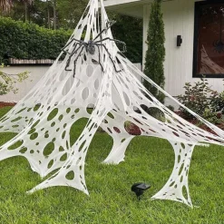 Halloween Decorations Outdoor Spider Web,Stretchy Beef Netting Spiders Webbing Pre-Cut Gauze Cobweb Haunted House Decor