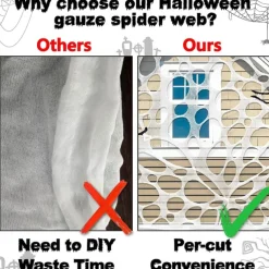 Halloween Decorations Outdoor Spider Web,Stretchy Beef Netting Spiders Webbing Pre-Cut Gauze Cobweb Haunted House Decor