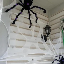Halloween Decorations Outdoor Spider Web,Stretchy Beef Netting Spiders Webbing Pre-Cut Gauze Cobweb Haunted House Decor