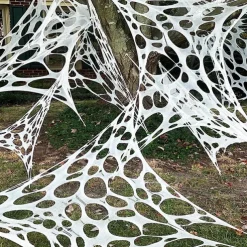 Halloween Decorations Outdoor Spider Web,Stretchy Beef Netting Spiders Webbing Pre-Cut Gauze Cobweb Haunted House Decor