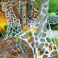 Halloween Decorations Outdoor Spider Web,Stretchy Beef Netting Spiders Webbing Pre-Cut Gauze Cobweb Haunted House Decor