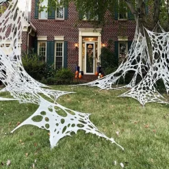 Halloween Decorations Outdoor Spider Web,Stretchy Beef Netting Spiders Webbing Pre-Cut Gauze Cobweb Haunted House Decor
