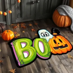 Halloween Decorations Pumpkin Boo Irregular Doormat Kitchen Mat Floor Mat Non-Slip Area Rug Oil Proof Rug Indoor Outdoor Mat Bedroom Decor Bathroom Mat Entrance Rug