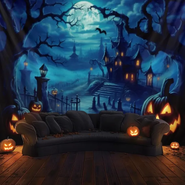 Halloween Decorations Pumpkin Forest Hanging Tapestry Wall Art Large Tapestry Mural Decor Photograph Backdrop Blanket Curtain Home Bedroom Living Room Haunted House