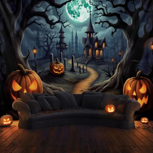 Halloween Decorations Pumpkin Forest Hanging Tapestry Wall Art Large Tapestry Mural Decor Photograph Backdrop Blanket Curtain Home Bedroom Living Room Haunted House