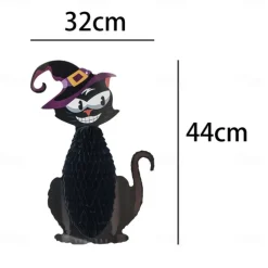 Halloween Decorations Pumpkin Spider Cat Honeycomb Ball Charm Paper Easy to Install