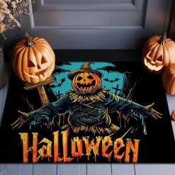 Halloween Decorations Pumpkin Scarecrow Doormat Kitchen Mat Floor Mat Non-Slip Area Rug Oil Proof Rug Indoor Outdoor Mat Bedroom Decor Bathroom Mat Entrance Rug