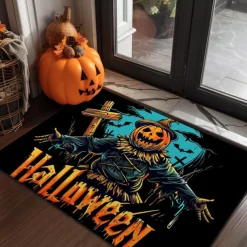 Halloween Decorations Pumpkin Scarecrow Doormat Kitchen Mat Floor Mat Non-Slip Area Rug Oil Proof Rug Indoor Outdoor Mat Bedroom Decor Bathroom Mat Entrance Rug