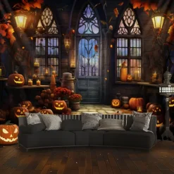 Halloween Decorations Pumpkins Window Hanging Tapestry Wall Art Large Tapestry Mural Decor Photograph Backdrop Blanket Curtain Home Bedroom Living Room Decoration