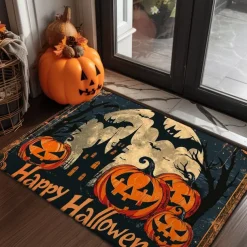 Halloween Decorations Pumpkin Crow Doormat Kitchen Mat Floor Mat Non-Slip Area Rug Oil Proof Rug Indoor Outdoor Mat Bedroom Decor Bathroom Mat Entrance Rug
