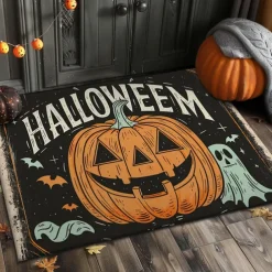 Halloween Decorations Pumpkin Crow Doormat Kitchen Mat Floor Mat Non-Slip Area Rug Oil Proof Rug Indoor Outdoor Mat Bedroom Decor Bathroom Mat Entrance Rug