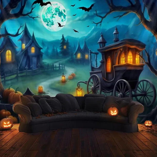 Halloween Decorations Pumpkin Carriage Hanging Tapestry Wall Art Large Tapestry Mural Decor Photograph Backdrop Blanket Curtain Home Bedroom Living Room