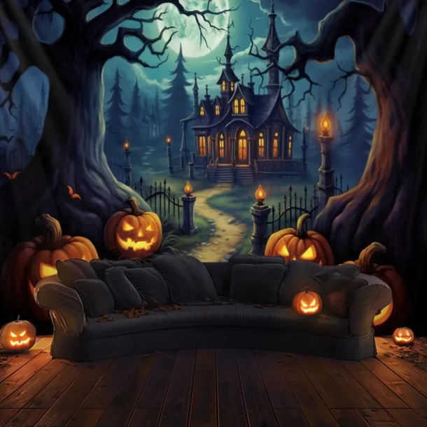 Halloween Decorations Pumpkin Carriage Hanging Tapestry Wall Art Large Tapestry Mural Decor Photograph Backdrop Blanket Curtain Home Bedroom Living Room