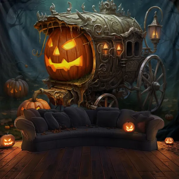 Halloween Decorations Pumpkin Carriage Hanging Tapestry Wall Art Large Tapestry Mural Decor Photograph Backdrop Blanket Curtain Home Bedroom Living Room