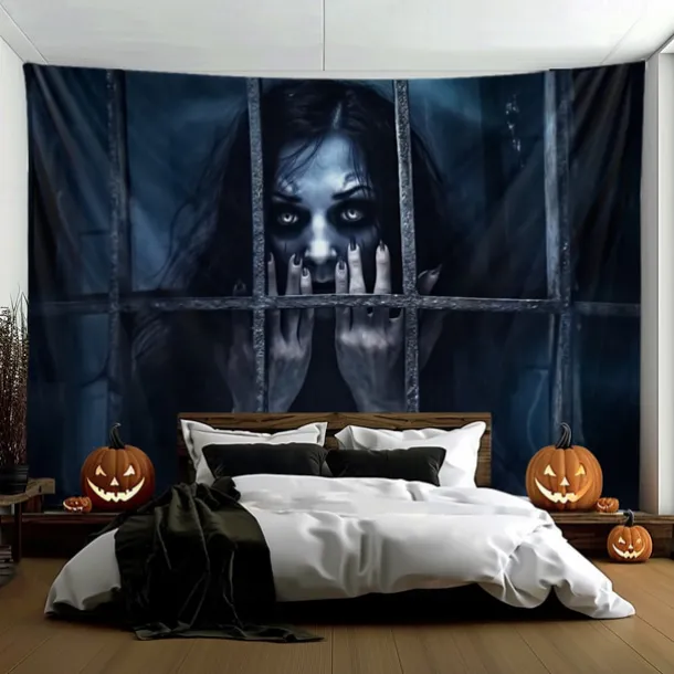 Halloween Decorations Scary Ghost Hanging Tapestry Wall Art Large Tapestry Mural Decor Photograph Backdrop Blanket Curtain Home Bedroom Living Room Decoration