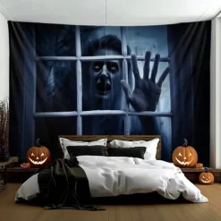 Halloween Decorations Scary Ghost Hanging Tapestry Wall Art Large Tapestry Mural Decor Photograph Backdrop Blanket Curtain Home Bedroom Living Room Decoration
