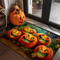 Halloween Decorations Scary Pumpkins Doormat Kitchen Mat Floor Mat Non-Slip Area Rug Oil Proof Rug Indoor Outdoor Mat Bedroom Decor Bathroom Mat Entrance Rug