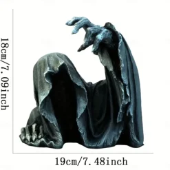 Halloween Decorations Scary Half-Body Ghost Hand Black Robes Resin Ornaments Mysterious Master Ghost Clothing Handicrafts Scene Decoration Props