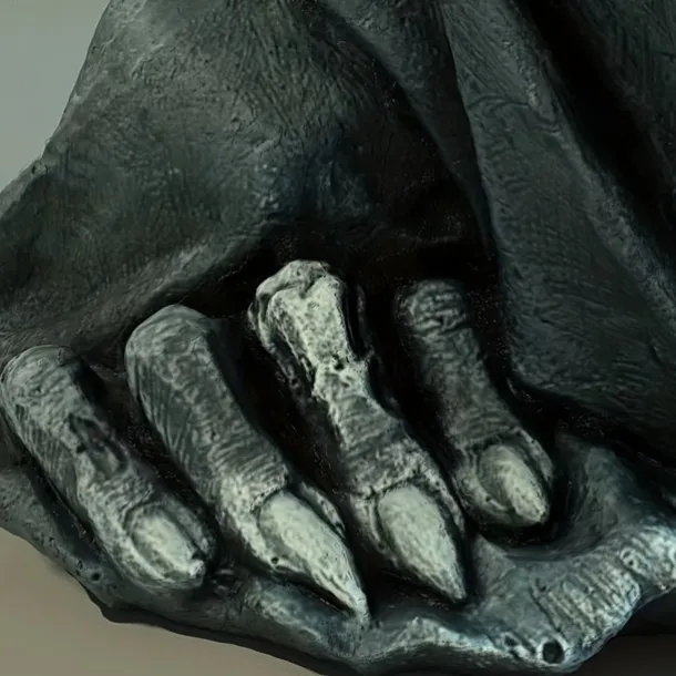 Halloween Decorations Scary Half-Body Ghost Hand Black Robes Resin Ornaments Mysterious Master Ghost Clothing Handicrafts Scene Decoration Props