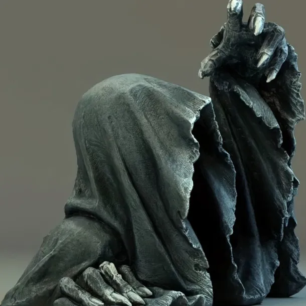 Halloween Decorations Scary Half-Body Ghost Hand Black Robes Resin Ornaments Mysterious Master Ghost Clothing Handicrafts Scene Decoration Props