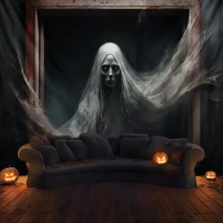 Halloween Decorations Scary Ghost Hanging Tapestry Wall Art Large Tapestry Mural Decor Photograph Backdrop Blanket Curtain Home Bedroom Living Room Decoration