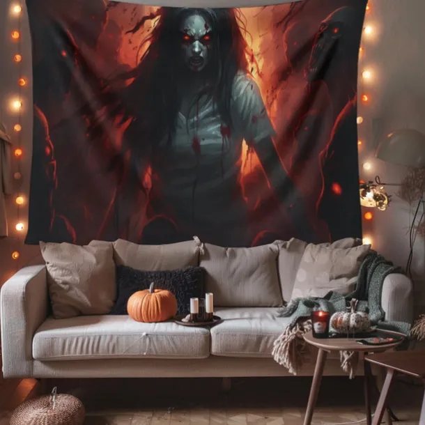 Halloween Decorations Scary Ghost Hanging Tapestry Wall Art Large Tapestry Mural Decor Photograph Backdrop Blanket Curtain Home Bedroom Living Room Decoration