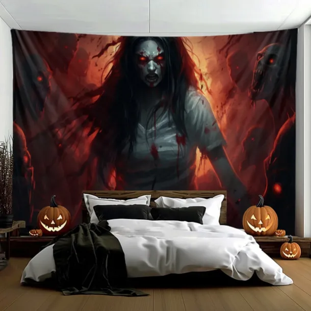 Halloween Decorations Scary Ghost Hanging Tapestry Wall Art Large Tapestry Mural Decor Photograph Backdrop Blanket Curtain Home Bedroom Living Room Decoration