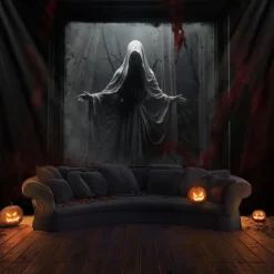 Halloween Decorations Scary Ghost Hanging Tapestry Wall Art Large Tapestry Mural Decor Photograph Backdrop Blanket Curtain Home Bedroom Living Room Decoration