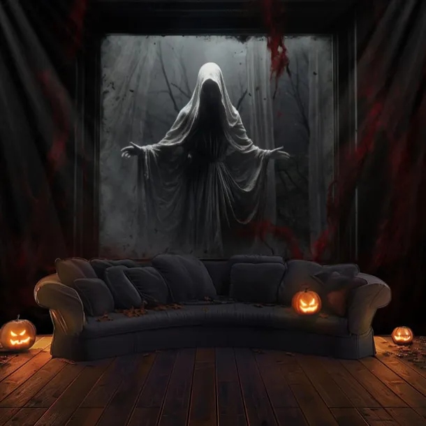Halloween Decorations Scary Ghost Hanging Tapestry Wall Art Large Tapestry Mural Decor Photograph Backdrop Blanket Curtain Home Bedroom Living Room Decoration