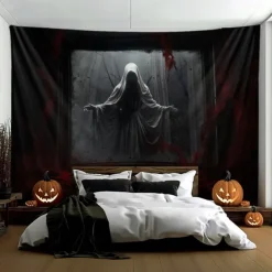 Halloween Decorations Scary Ghost Hanging Tapestry Wall Art Large Tapestry Mural Decor Photograph Backdrop Blanket Curtain Home Bedroom Living Room Decoration
