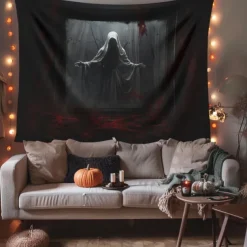 Halloween Decorations Scary Ghost Hanging Tapestry Wall Art Large Tapestry Mural Decor Photograph Backdrop Blanket Curtain Home Bedroom Living Room Decoration