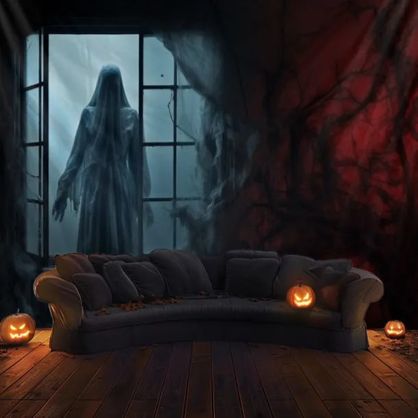 Halloween Decorations Scary Ghost Hanging Tapestry Wall Art Large Tapestry Mural Decor Photograph Backdrop Blanket Curtain Home Bedroom Living Room Decoration
