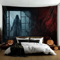 Halloween Decorations Scary Ghost Hanging Tapestry Wall Art Large Tapestry Mural Decor Photograph Backdrop Blanket Curtain Home Bedroom Living Room Decoration