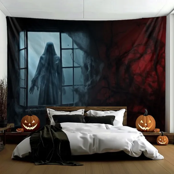 Halloween Decorations Scary Ghost Hanging Tapestry Wall Art Large Tapestry Mural Decor Photograph Backdrop Blanket Curtain Home Bedroom Living Room Decoration