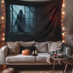 Halloween Decorations Scary Ghost Hanging Tapestry Wall Art Large Tapestry Mural Decor Photograph Backdrop Blanket Curtain Home Bedroom Living Room Decoration