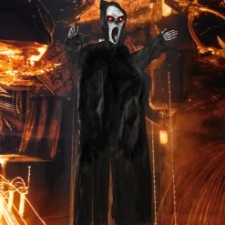 Halloween Decorations Screaming Scarecrow Hanging Ghost Voice-Activated Light-Up Sound-Activated Hanging Ornament Bar Haunted House Escape Room Decoration Props
