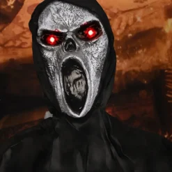 Halloween Decorations Screaming Scarecrow Hanging Ghost Voice-Activated Light-Up Sound-Activated Hanging Ornament Bar Haunted House Escape Room Decoration Props