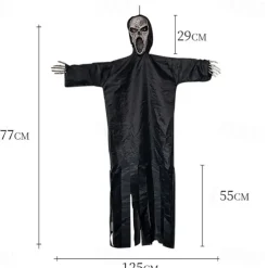 Halloween Decorations Screaming Scarecrow Hanging Ghost Voice-Activated Light-Up Sound-Activated Hanging Ornament Bar Haunted House Escape Room Decoration Props