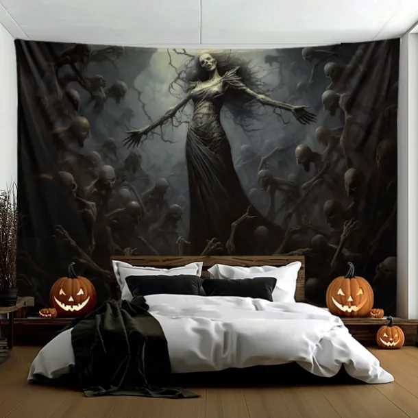 Halloween Decorations Skeletons Ghost Hanging Tapestry Wall Art Large Tapestry Mural Decor Photograph Backdrop Blanket Curtain Home Bedroom Living Room Decoration