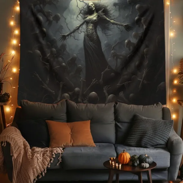 Halloween Decorations Skeletons Ghost Hanging Tapestry Wall Art Large Tapestry Mural Decor Photograph Backdrop Blanket Curtain Home Bedroom Living Room Decoration