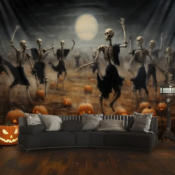Halloween Decorations Skeletons Couple Hanging Tapestry Wall Art Large Tapestry Mural Decor Photograph Backdrop Blanket Curtain Home Bedroom Living Room Decoration