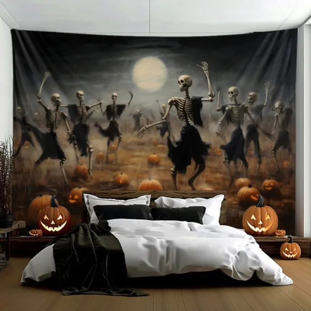 Halloween Decorations Skeletons Couple Hanging Tapestry Wall Art Large Tapestry Mural Decor Photograph Backdrop Blanket Curtain Home Bedroom Living Room Decoration