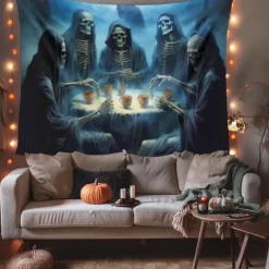 Halloween Decorations Skulls Party Hanging Tapestry Wall Art Large Tapestry Mural Decor Photograph Backdrop Blanket Curtain Home Bedroom Living Room Decoration