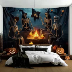 Halloween Decorations Skulls Party Hanging Tapestry Wall Art Large Tapestry Mural Decor Photograph Backdrop Blanket Curtain Home Bedroom Living Room Decoration