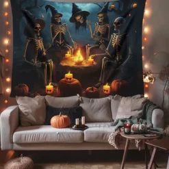 Halloween Decorations Skulls Party Hanging Tapestry Wall Art Large Tapestry Mural Decor Photograph Backdrop Blanket Curtain Home Bedroom Living Room Decoration