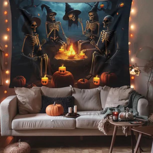 Halloween Decorations Skulls Party Hanging Tapestry Wall Art Large Tapestry Mural Decor Photograph Backdrop Blanket Curtain Home Bedroom Living Room Decoration