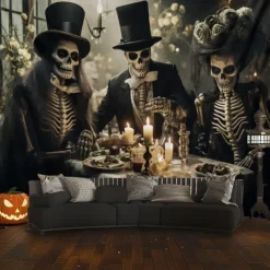 Halloween Decorations Skull Skeleton Hanging Tapestry Wall Art Large Tapestry Mural Decor Photograph Backdrop Blanket Curtain Home Bedroom Living Room