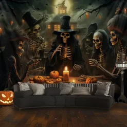 Halloween Decorations Skull Skeleton Hanging Tapestry Wall Art Large Tapestry Mural Decor Photograph Backdrop Blanket Curtain Home Bedroom Living Room