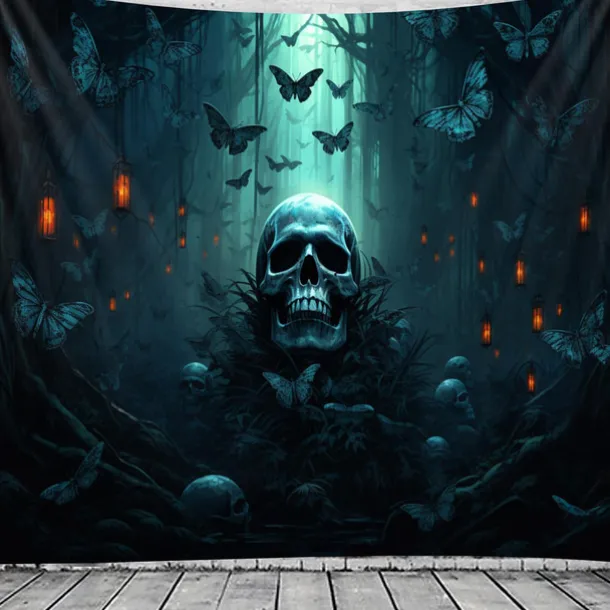 Halloween Decorations Skull Hanging Tapestry Wall Art Large Tapestry Mural Decor Photograph Backdrop Blanket Curtain Home Bedroom Living Room Decoration
